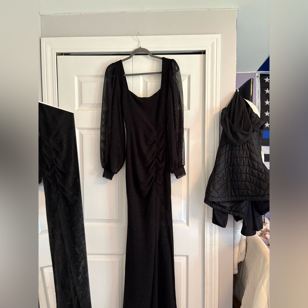 Windsor Black Long Sleeve Gown with Bishop Sleeves